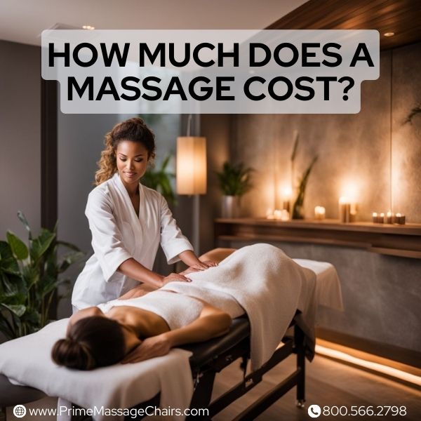 How much does a massage cost? A female massage therapist talking with a customer on a massage table in a warmly lit room.