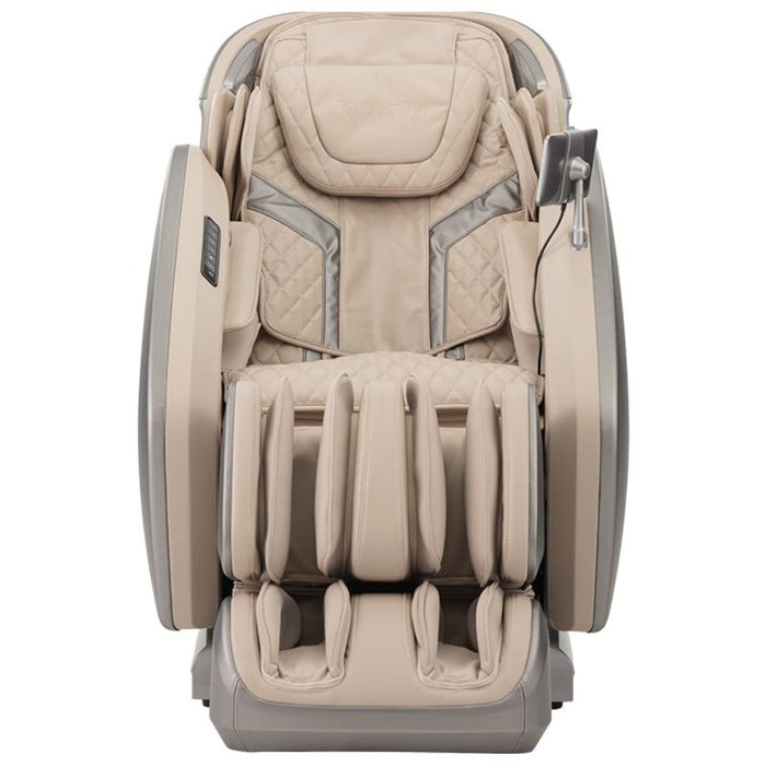Kyota Hatsumei M900AI 4D Massage Chair in Gray/Tan front view.