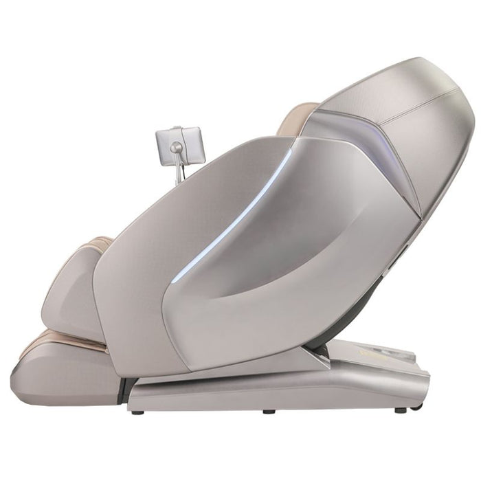 Kyota Hatsumei M900AI 4D Massage Chair in Gray/Tan side view with white background.