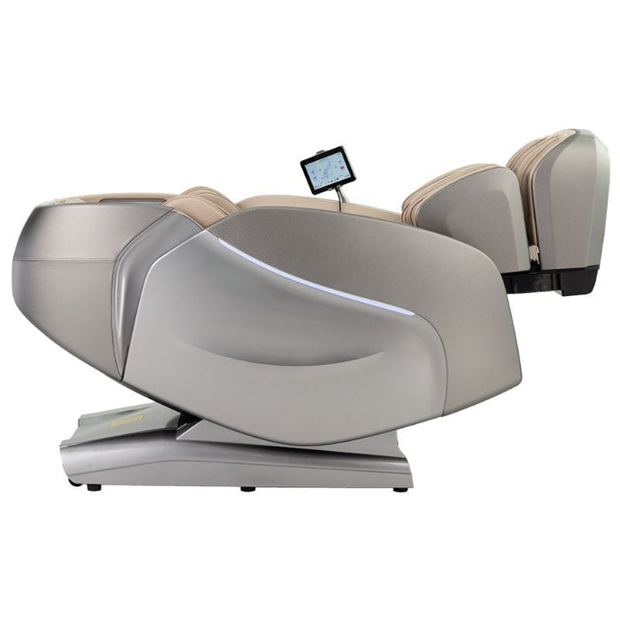 Kyota Hatsumei M900AI 4D Massage Chair in Gray/Tan zero gravity recline.