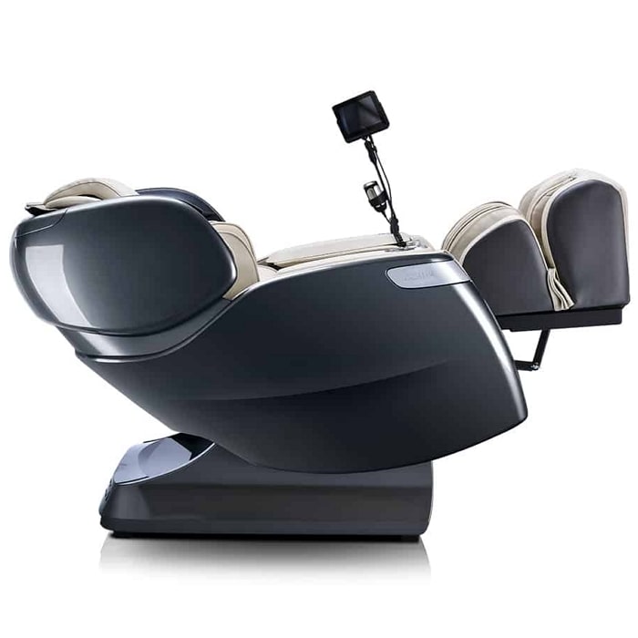 Ogawa Master Drive AI 2.0 Massage Chair in Gun Metal and Ivory Zero Gravity Recline