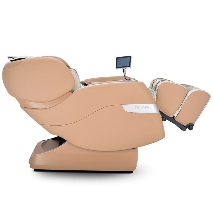 Ogawa Master Drive LE Massage Chair in Beige and Ivory Partially Reclined