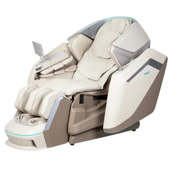Osaki Apex Duo 5D + 4D Massage Chair Sliding panel in taupe color.