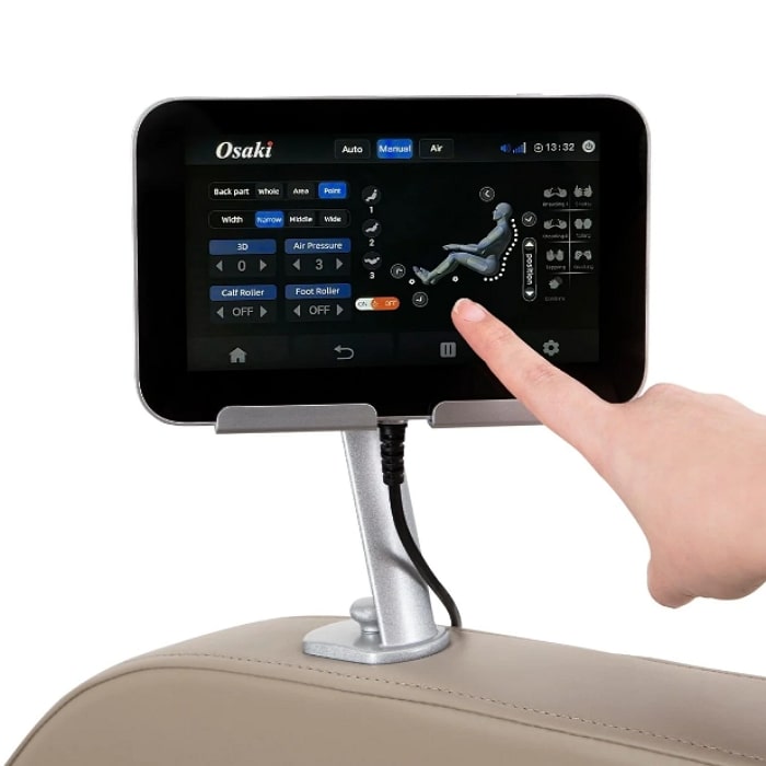 Osaki JP650 3D Massage Chair touchscreen navigation.