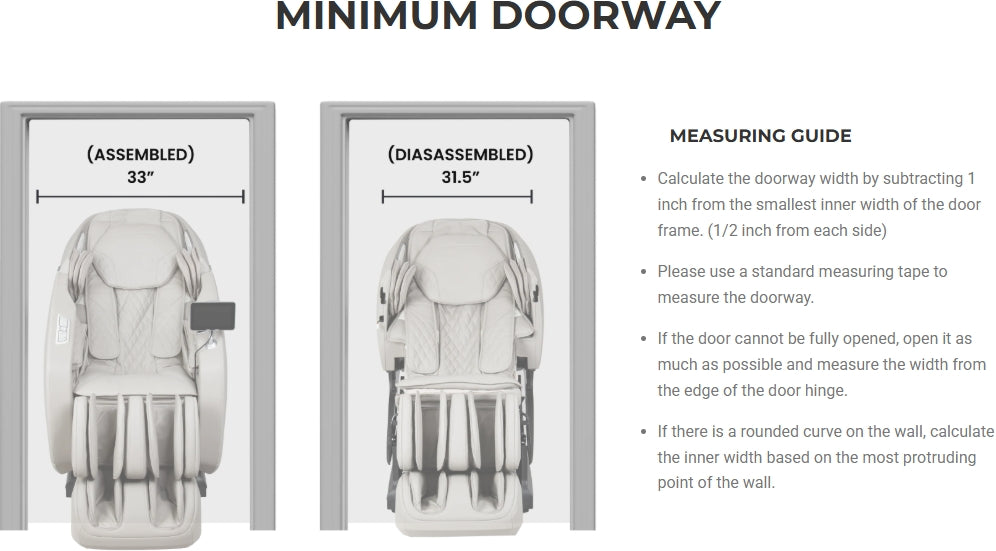 Osaki Kairos Duo 5D+4D Massage Chair Minimum Doorway