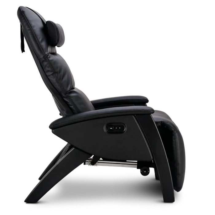 Svago Lite 2 Zero Gravity Recliner in Black/Black side view.