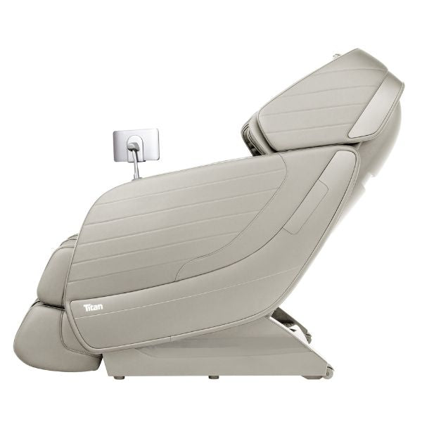 Titan Jupiter LE Premium Massage Chair in Taupe color and side view.
