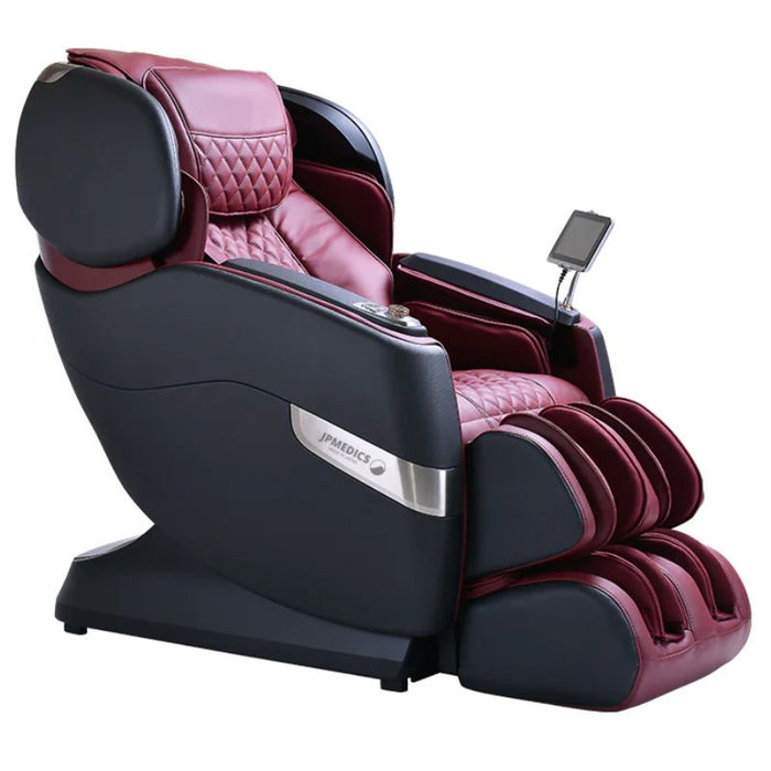 JPMedics Kumo 4D Massage Chair in graphic stone/fuji red color semi side view