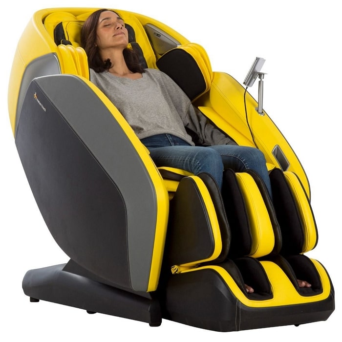 Human Touch Certus Massage Chair in Sun with Woman Relaxing