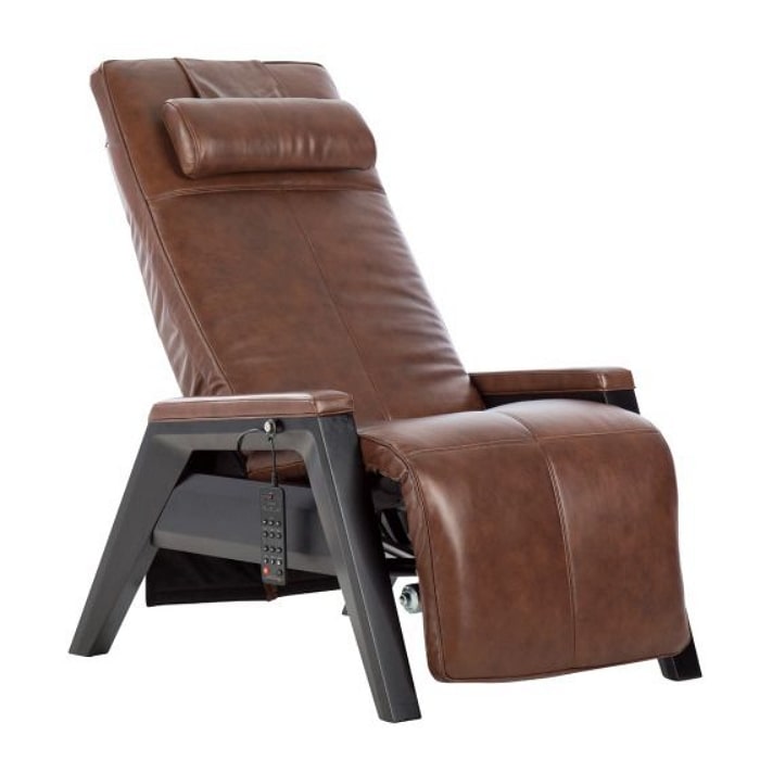 Human Touch Gravis ZG Chair Zero Gravity Recliner in Black & Saddle