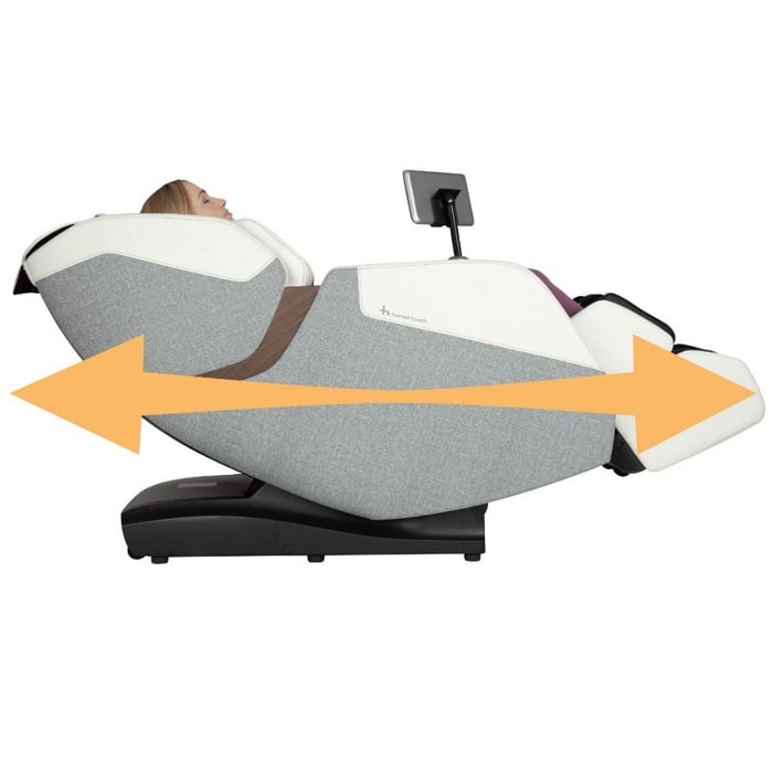 Human Touch Wholebody Rove Massage Chair with woman lying down in zero gravity position.