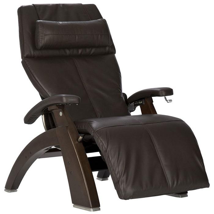Human Touch Perfect Chair PC-420 with Espresso Premium Leather and Supreme Package with Dark Walnut base.