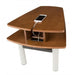 Human Touch Perfect Chair Media Table In Walnut Side View with cellphone