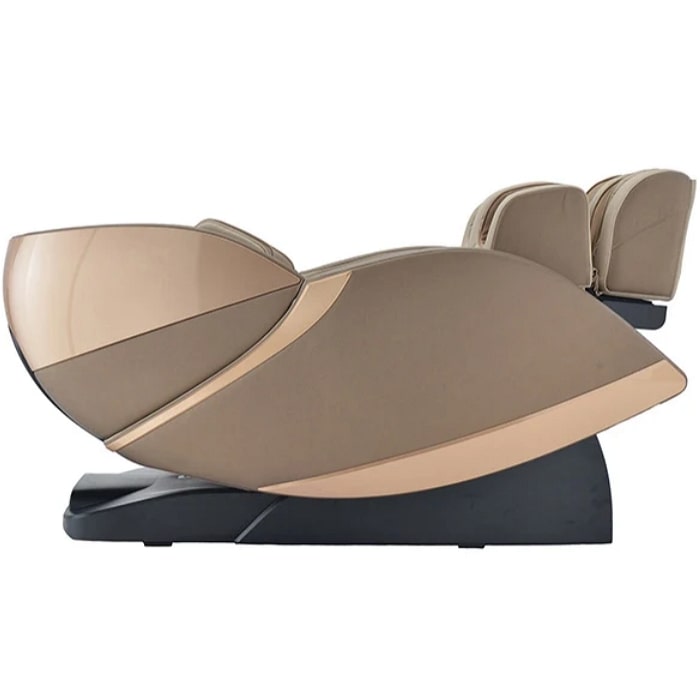 Kyota Kansha M878 4D Massage Chair in Gold & Tan Reclined Position