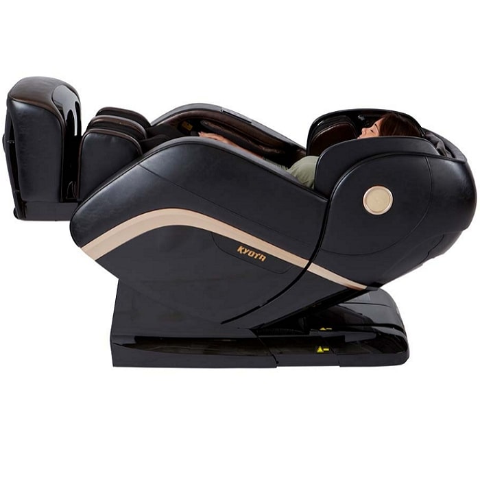 Kyota Kokoro M888 4D Massage Chair in Black Brown Reclined Position