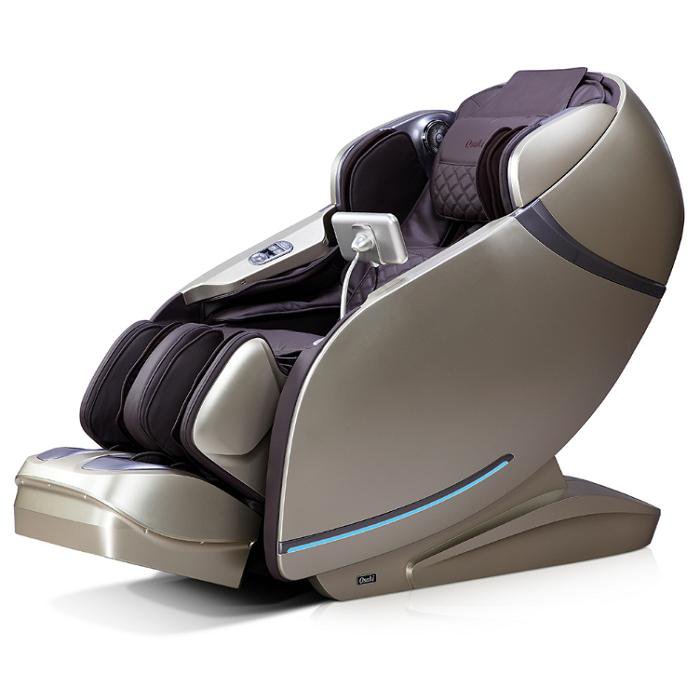 Osaki OS-Pro First Class Massage Chair in brown beige semi side view