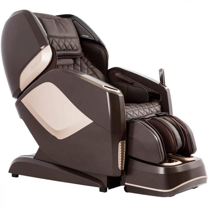 Osaki OS Pro Maestro 4D Massage Chair in brown semi side view
