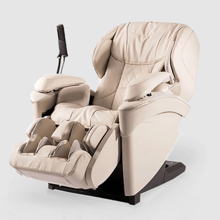 Panasonic MAJ7 Massage Chair with controller and footrest slightly elevated.