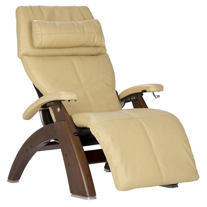 Human Touch Perfect Chair PC-420 with Ivory Premium Leather, Supreme Package, & Walnut base.