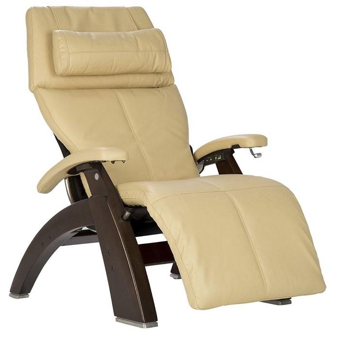 Human Touch Perfect Chair PC-420 with Ivory Premium Leather & Supreme Package with Dark Walnut base.
