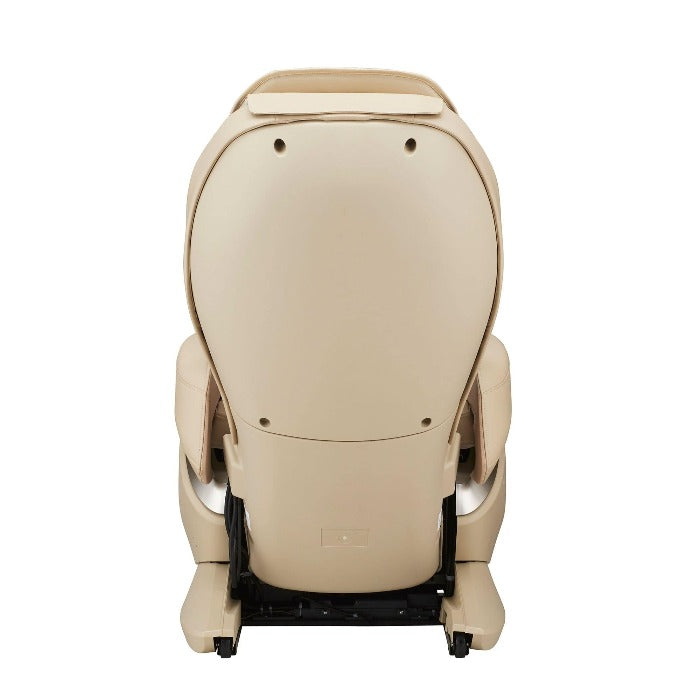 Synca JP1100 massage chair in beige color showing the back of the chair.