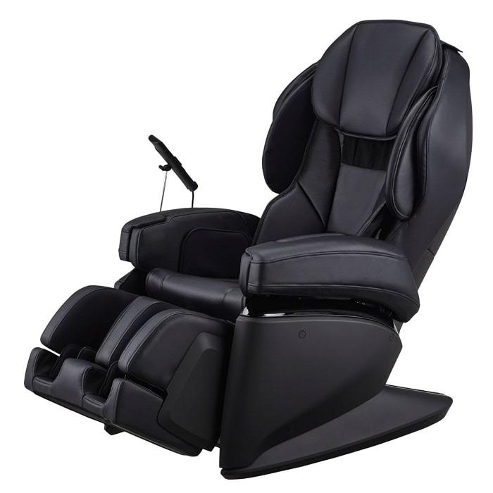 Synca JP1100 massage chair in Black color showing left side.