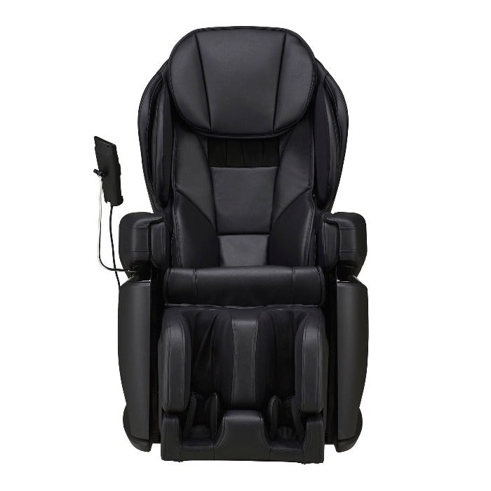 Synca JP1100 massage chair in Black color with front view.