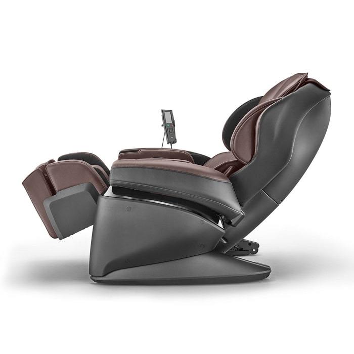 Synca JP1100 massage chair in beige color in a semi-reclined position.