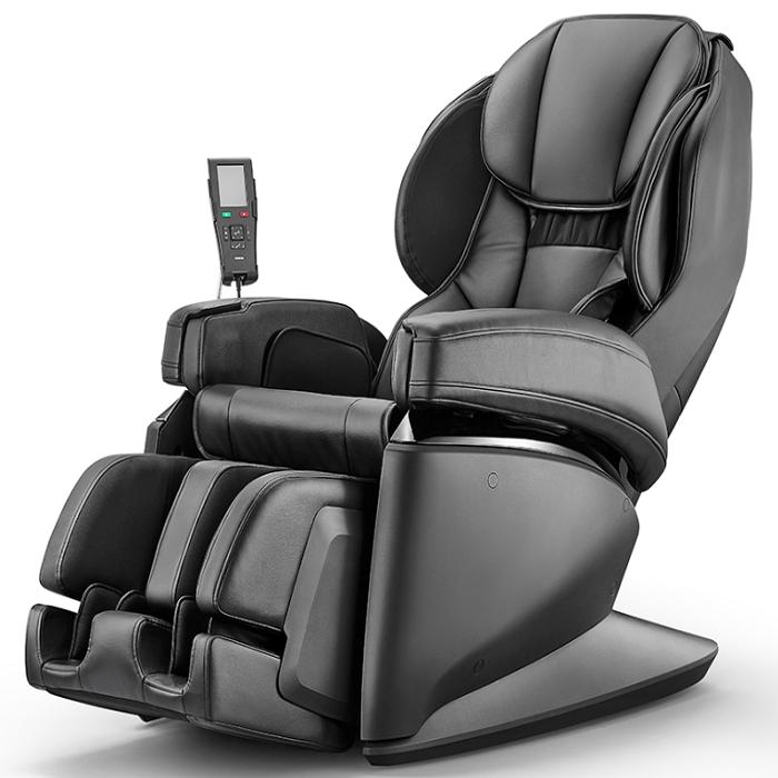 Synca JP1100 Massage Chair in black angled view facing left in white background