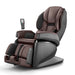 Synca JP1100 Massage Chair in brown and black angled view facing left in white background