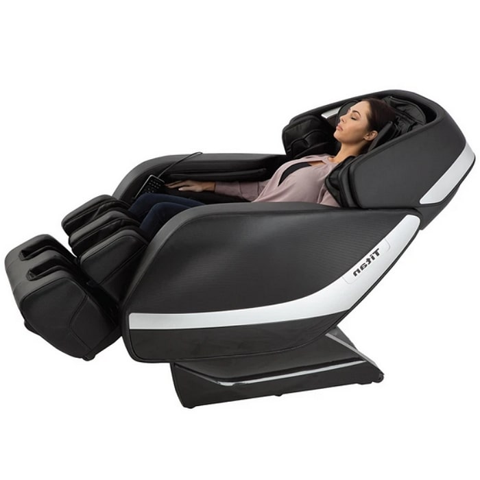 Titan Pro Jupiter XL Massage Chair in Black with Woman Sitting